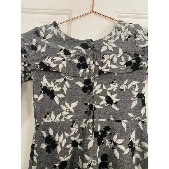 Janie And Jack Gray Long Sleeves Floral Snowy Cottage Line Mini Dress Size 5 - Picture 6 of 6
